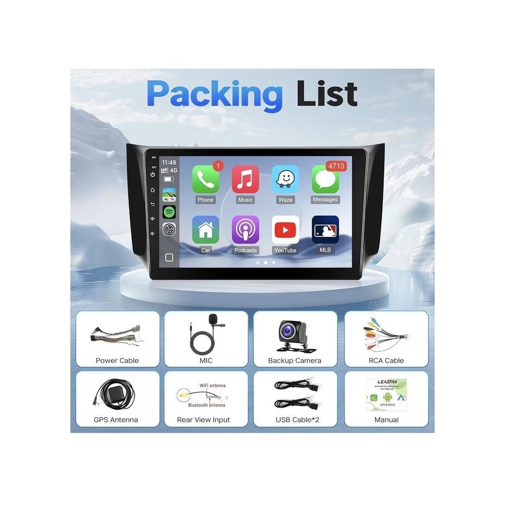 Leadfan 10.1in Android Car Stereo Nissan Sentra 2013-2019 CarPlay 2+32G WiFi - Picture 8 of 10